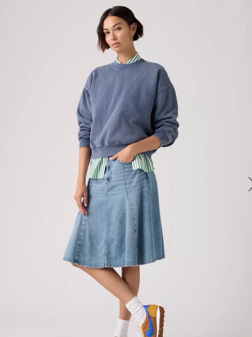 Levi's® Premium Godet Knee-length Lightweight Skirt